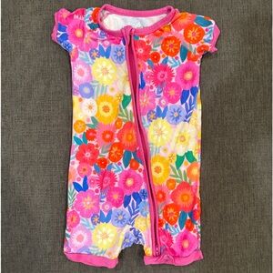 Little Sleepies Shortie Zippie Flower Print